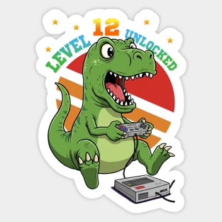 Level 12 Unlocked, Birthday T-Rex Sticker